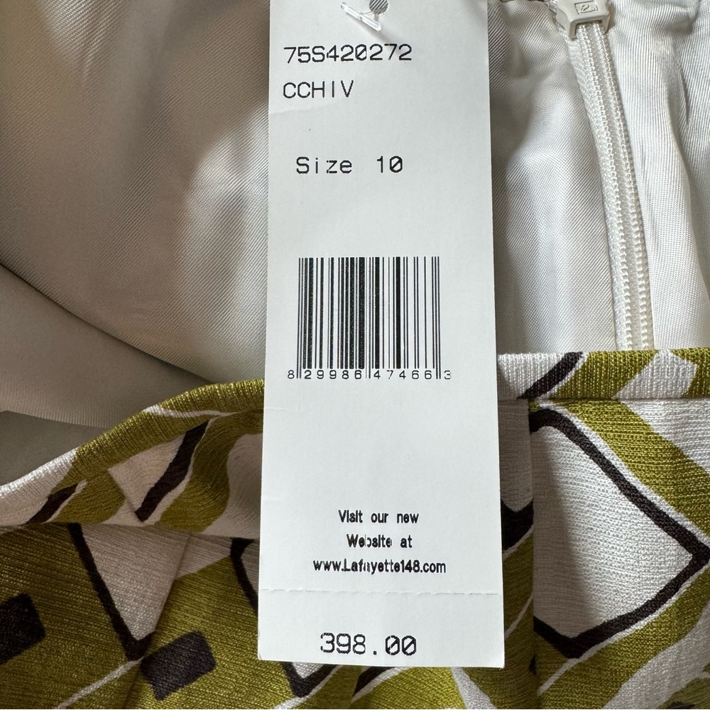 NWT Lafayette 148 Multicolor Geometric Print Silk Cotton Blend A Line Skirt - Picture 14 of 15